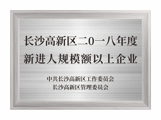 長沙市高新區(qū)2018年度新進入規(guī)模限額以上企業(yè)