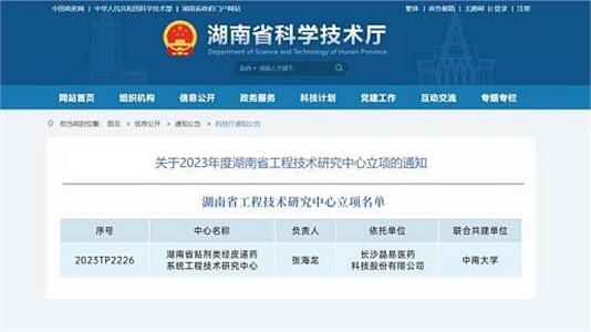 晶易醫(yī)藥“湖南省貼劑類經(jīng)皮遞藥系統(tǒng)工程技術(shù)研究中心”成功立項！